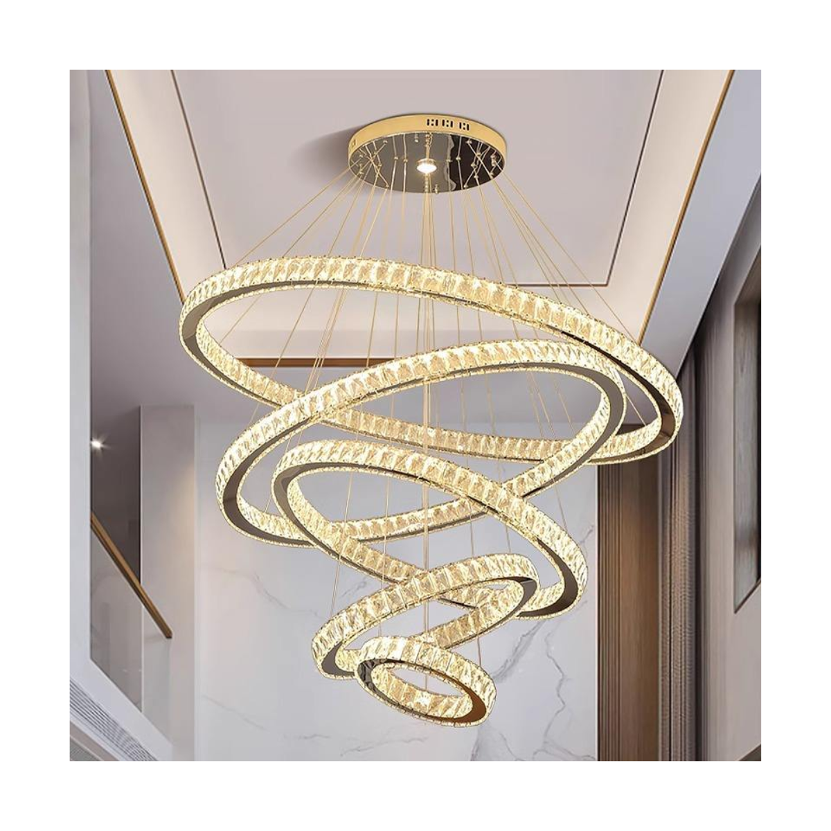 Spiraling Crystal Vortex Chandelier